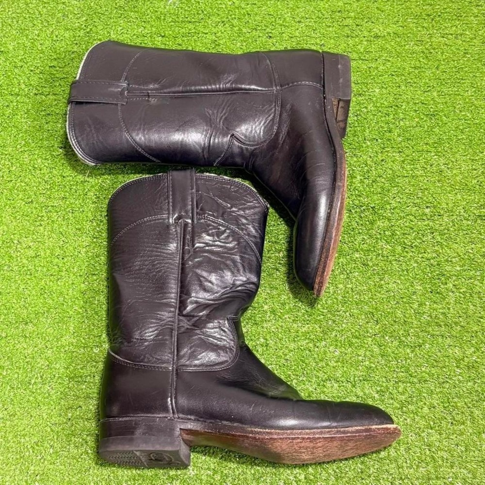 Vintage Justin Black Roper Boots Womens Size‎ 6 Western Cowgirl Equestrian